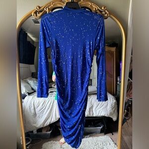 Sheer stretch ruched midi dress size xxxl